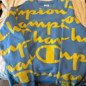 Champion Blue and Yellow Logo Sweatshirt